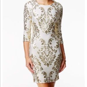 Gorgeous and classy Gold and White Detailed Dress - B. Darlin - size 13/14